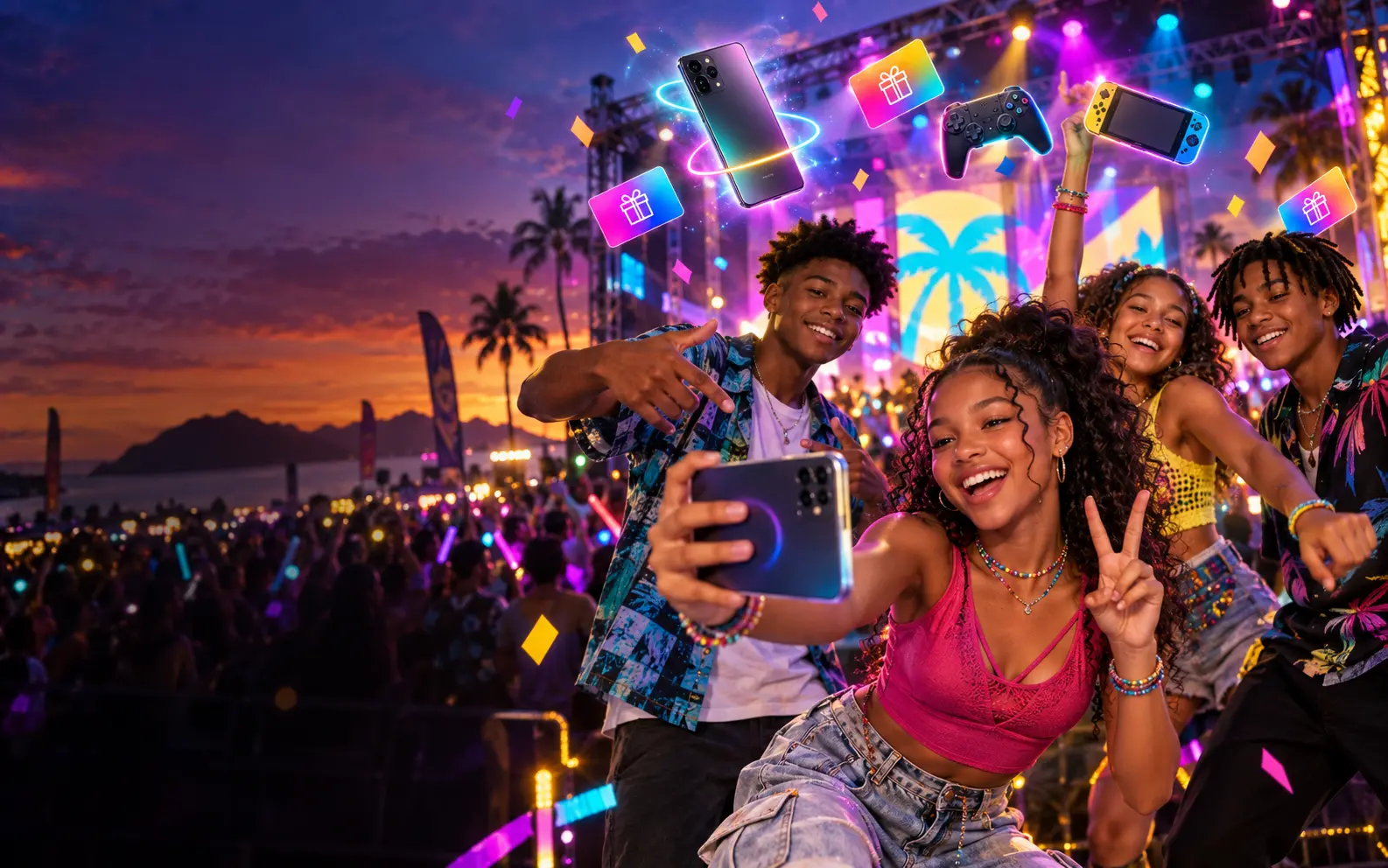 Jeunes créateurs réalisant une vidéo dans l’ambiance du Karibbean Youth Festival